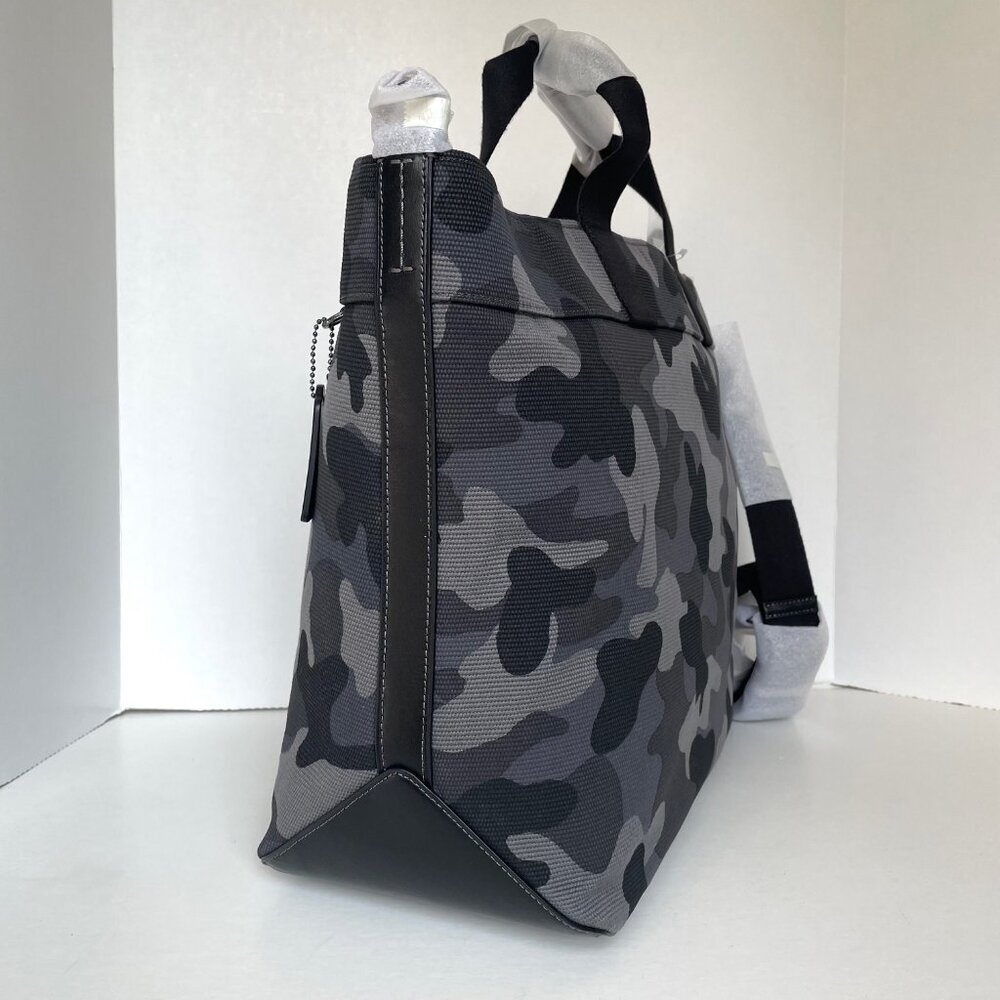 Coach Tote 38 Gray Camo Canvas Leather Carryall CY805 - Picture 4 of 9